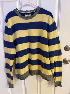 Vintage Club Room Navy and Yellow Striped Crewneck Sweater
